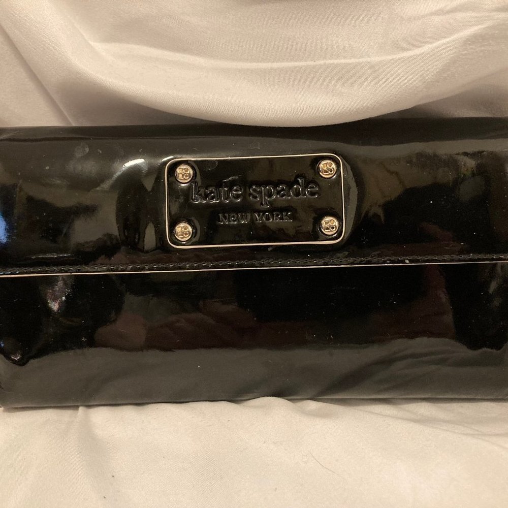 Kate Spade Pasadena Sander Black Patent Leather Tri Fold Organizer and Wallet